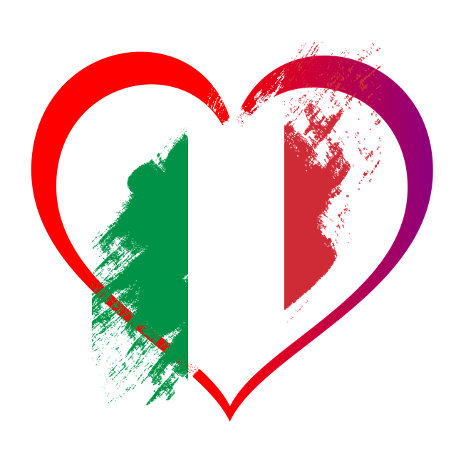 Coeur avec drapeau italie